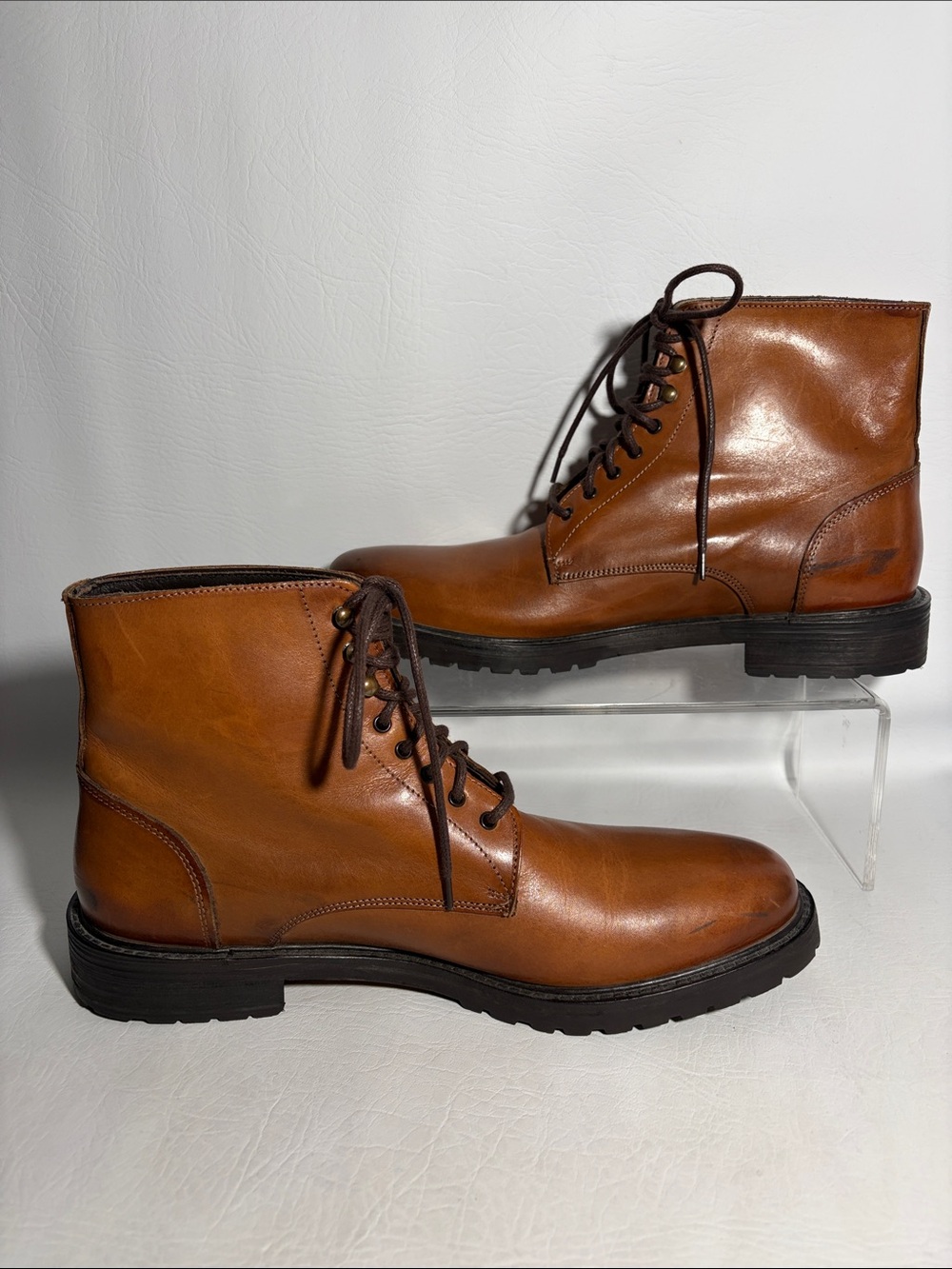 To Boot NY by Adam Derrick Tan Leather Lace-Up Ankle Boots Henley Derby Sz 10.5